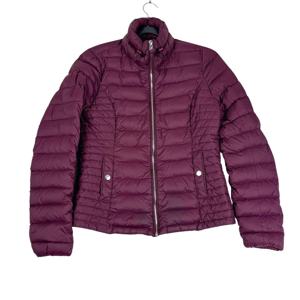 Abercrombie & Fitch Down Series Puffer Jacket Womens S Burgundy Red